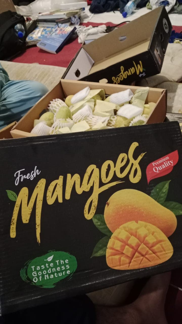 Fresh fruit packed in an open box