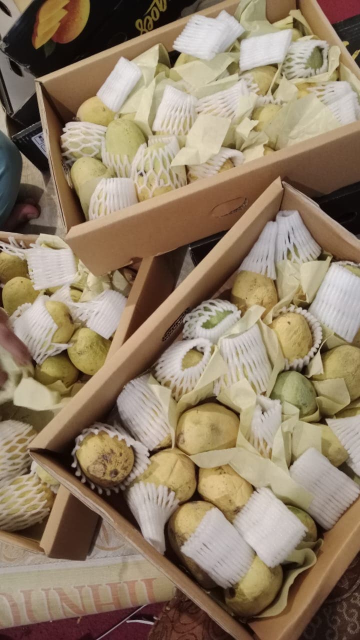 Fresh fruit boxes opened after delivery