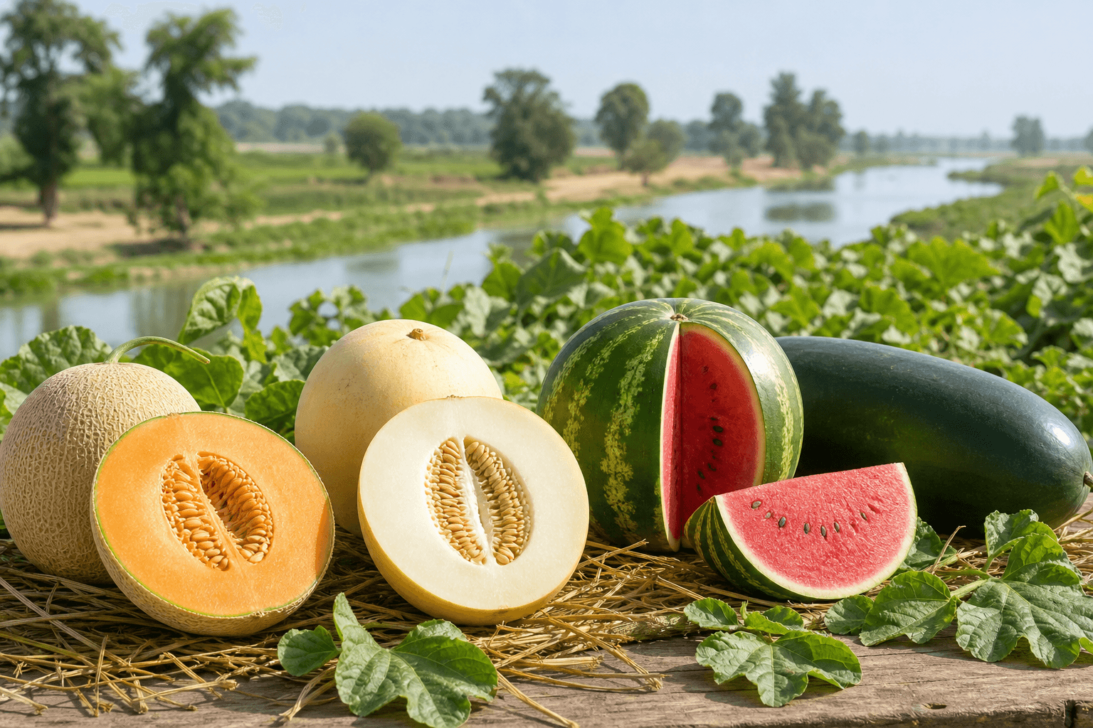 Visual guide to netted melon, pale kharbooza and round and long watermelon types