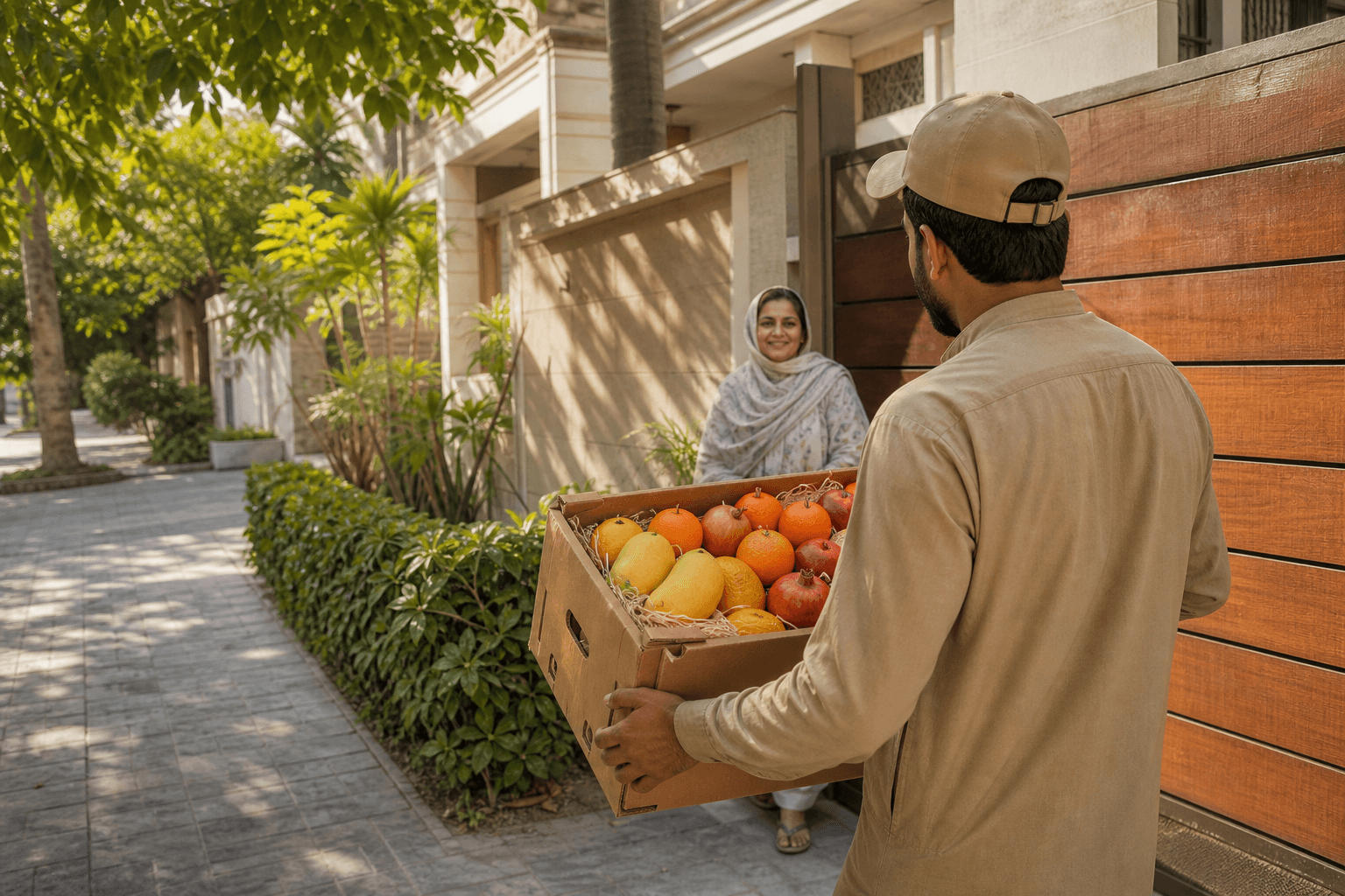 Fresh fruit delivered to a Pakistani home