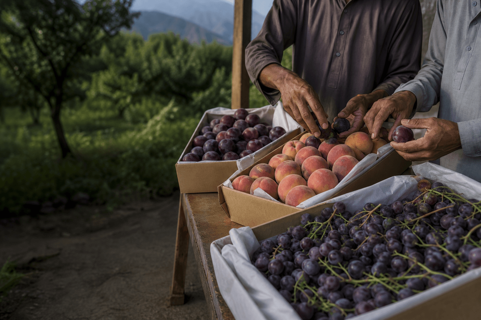 Delicate summer fruit being sorted by hand